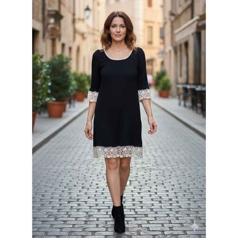 Item 18 – Gothic Romance: Umgee Black Romantic Lace Long-Sleeve Dress, Size S